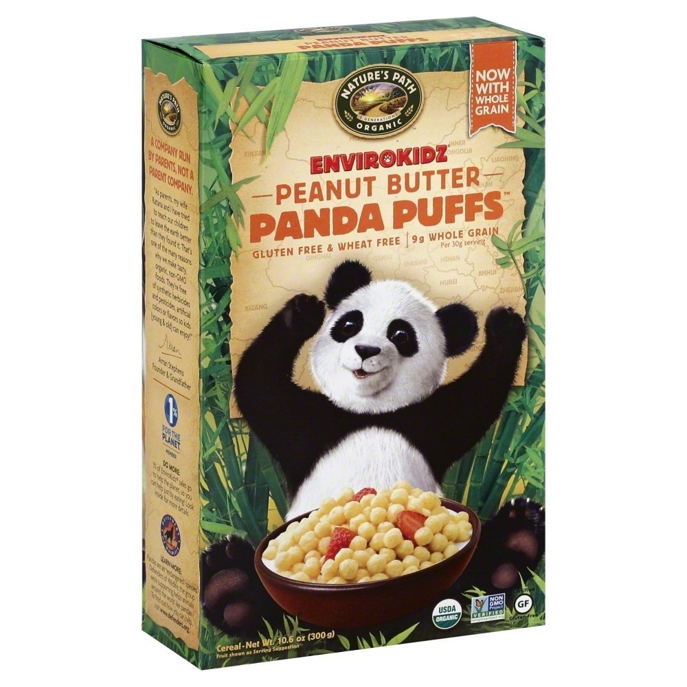 Panda Puffs Organic Peanut Butter Cereal, Gluten Free, Non-GMO, EnviroKidz by Nature’s Path, 10.6 Ounce (Pack of 6)(Panda Puffs Peanut Butter – 10.6 Oz.)