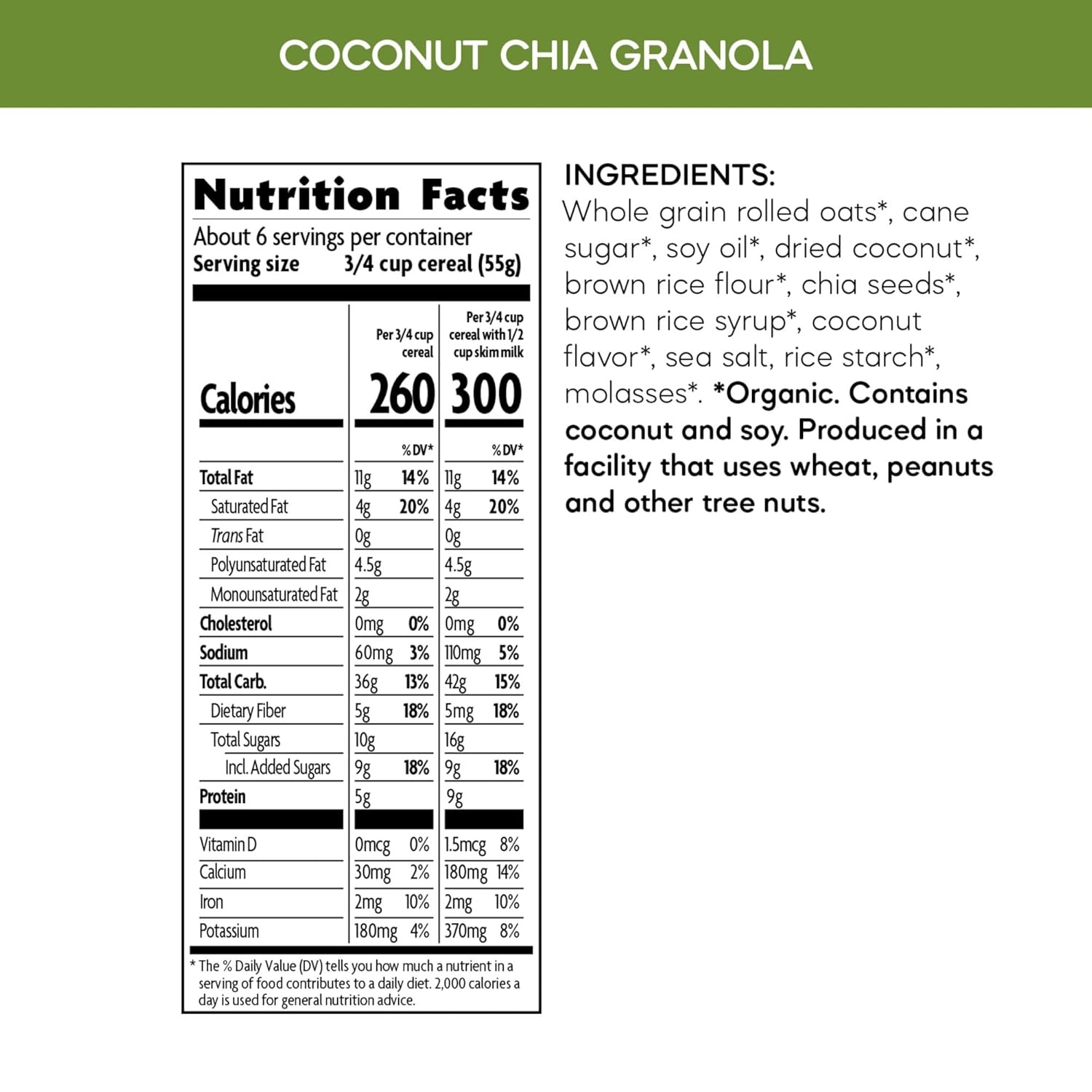 Nature’s Path Organic Coconut Chia Granola, 12.34 oz (Pack of 12), Non-GMO(Coconut Chia)