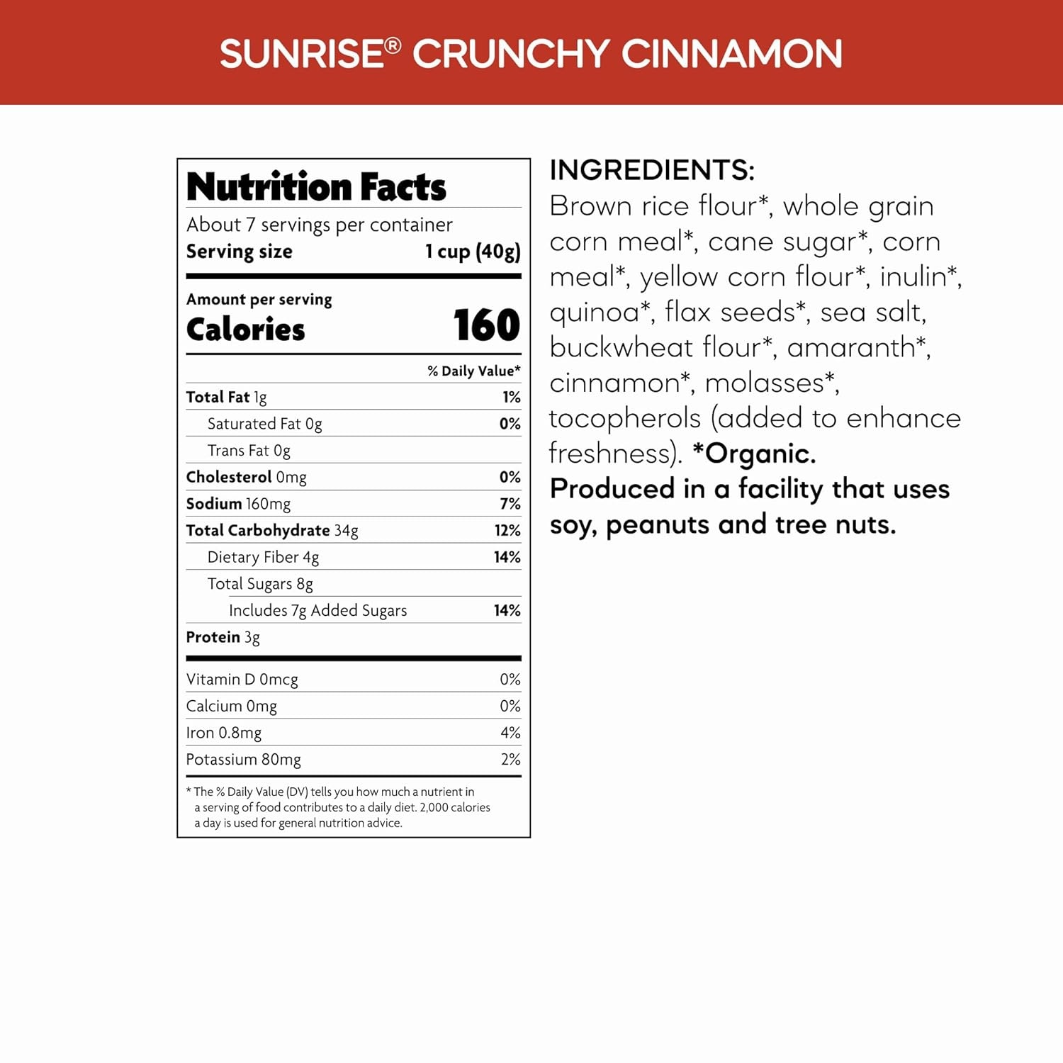 Natures Path, Cereal Sunrise Crunchy Honey Organic, 10.6 Ounce(Crunchy Cinnamon Sunrise – GF)