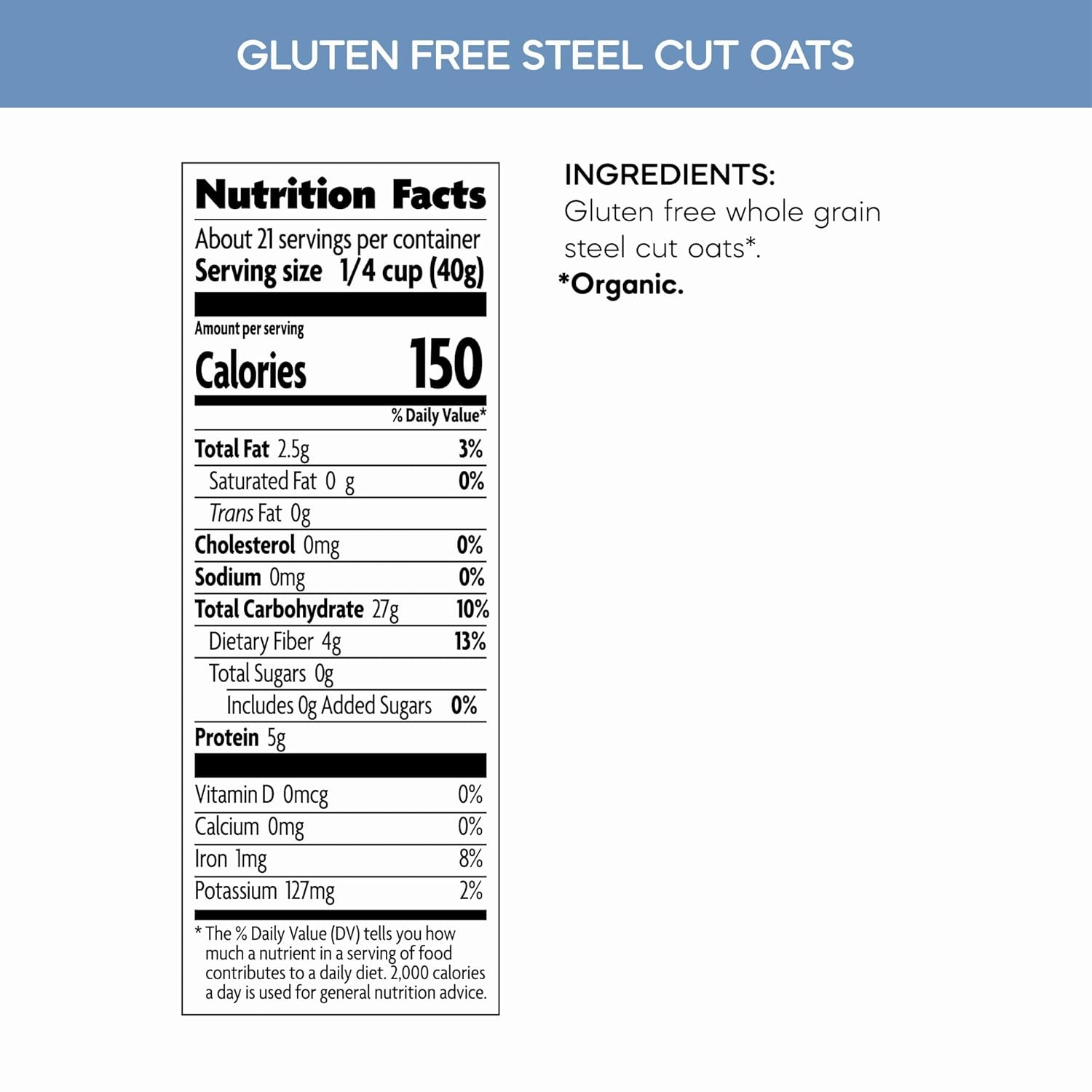 Nature’s Path Organic Gluten Free Steel Cut Whole Grain Oats, Non-GMO, 5g Plant Based Protein, Oatmeal Great for Baking, 30 Oz, (Pack of 6)(Gluten-Free Steel Cut)