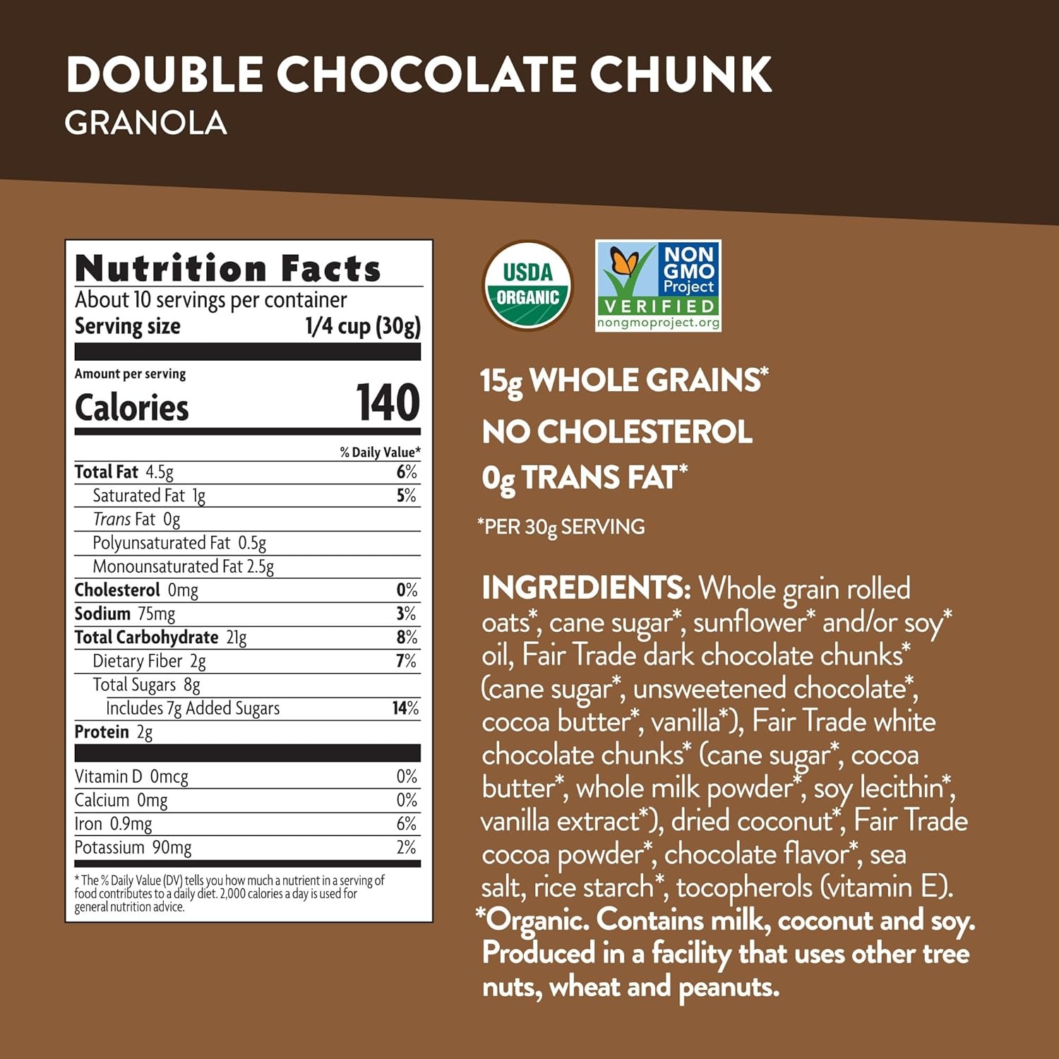 Love Crunch Organic Double Chocolate Chunk Granola, 11.5 oz (Pack of 1), Non-GMO, Fair Trade, by Nature’s Path(Double Chocolate Chunk)