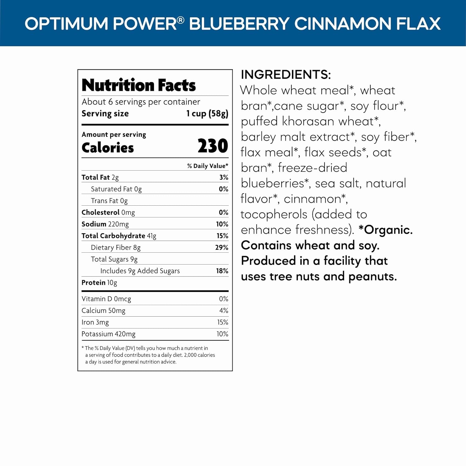 Nature’s Path, Cereal Flax Plus Flakes Organic, 13.25 Ounce(Blueberry Cinnamon)