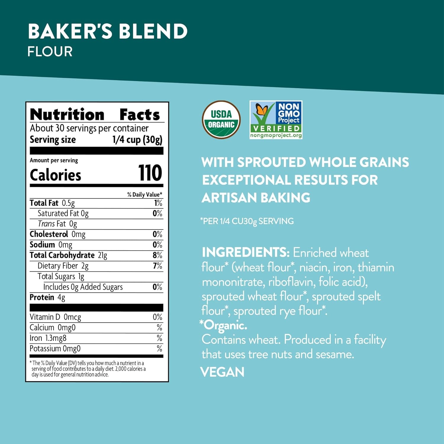 Nature’s Path Organic Baker’s Blend Flour, 32 oz (Pack of 4), Non-GMO(Baker’s Blend)
