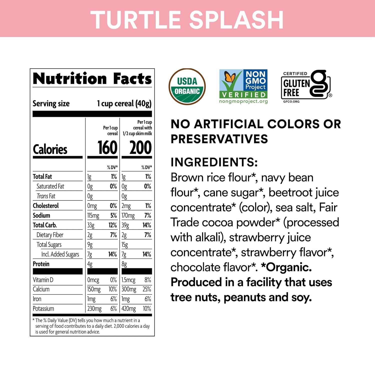 EnviroKidz Organic Turtle Splash Cereal, 10 oz (Pack of 1), Strawberry & Chocolate, Gluten Free, Non-GMO, Fair Trade, by Nature’s Path(Turtle Splash Strawberry & Chocolate)