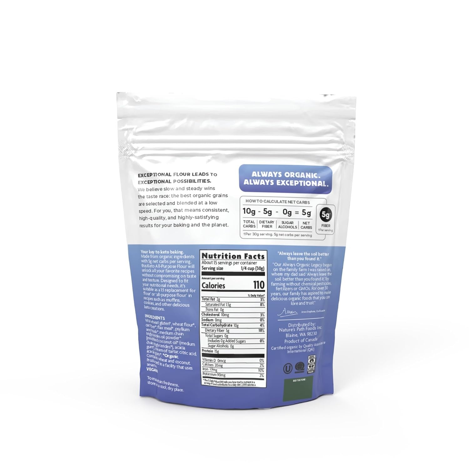 Nature’s Path Organic Keto All-Purpose Flour, 16 oz (Pack of 1), Non-GMO(Keto All-Purpose)