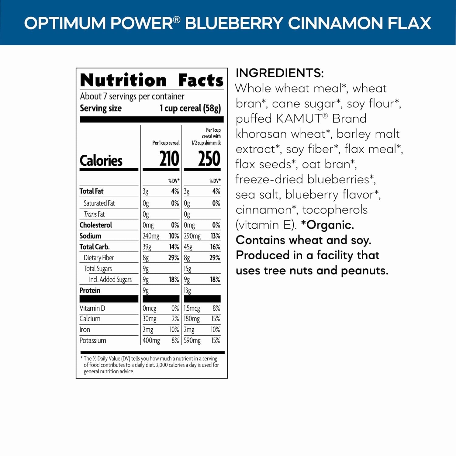 Nature’s Path Organic Optimum Power Blueberry Cinnamon Flax Cereal, 14 oz (Pack of 6), Non-GMO(Blueberry Cinnamon)