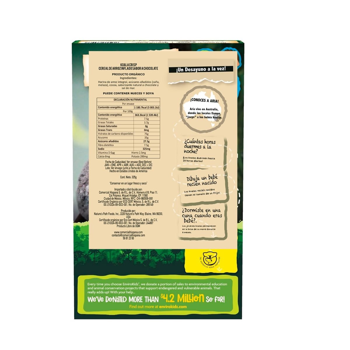 Nature’s Path EnviroKidz Organic Cereal, Peanut Butter & Chocolate Leapin Lemurs, Gluten Free, 10 Oz Box (Pack of 6)(Koala Crisp Chocolate)