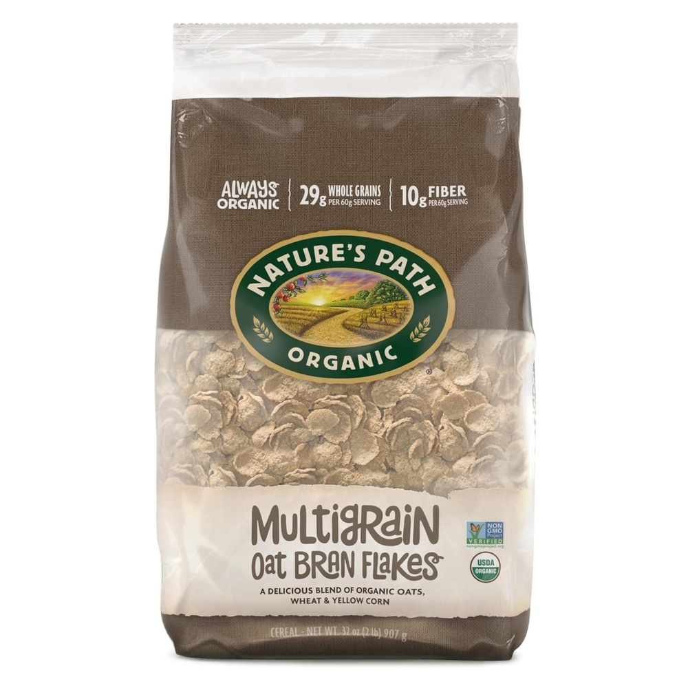 Nature’s Path Organic Millet Rice Flakes Cereal, 32 oz (Pack of 6), Non-GMO, Earth Friendly Packaging(Multigrain Oat Bran)