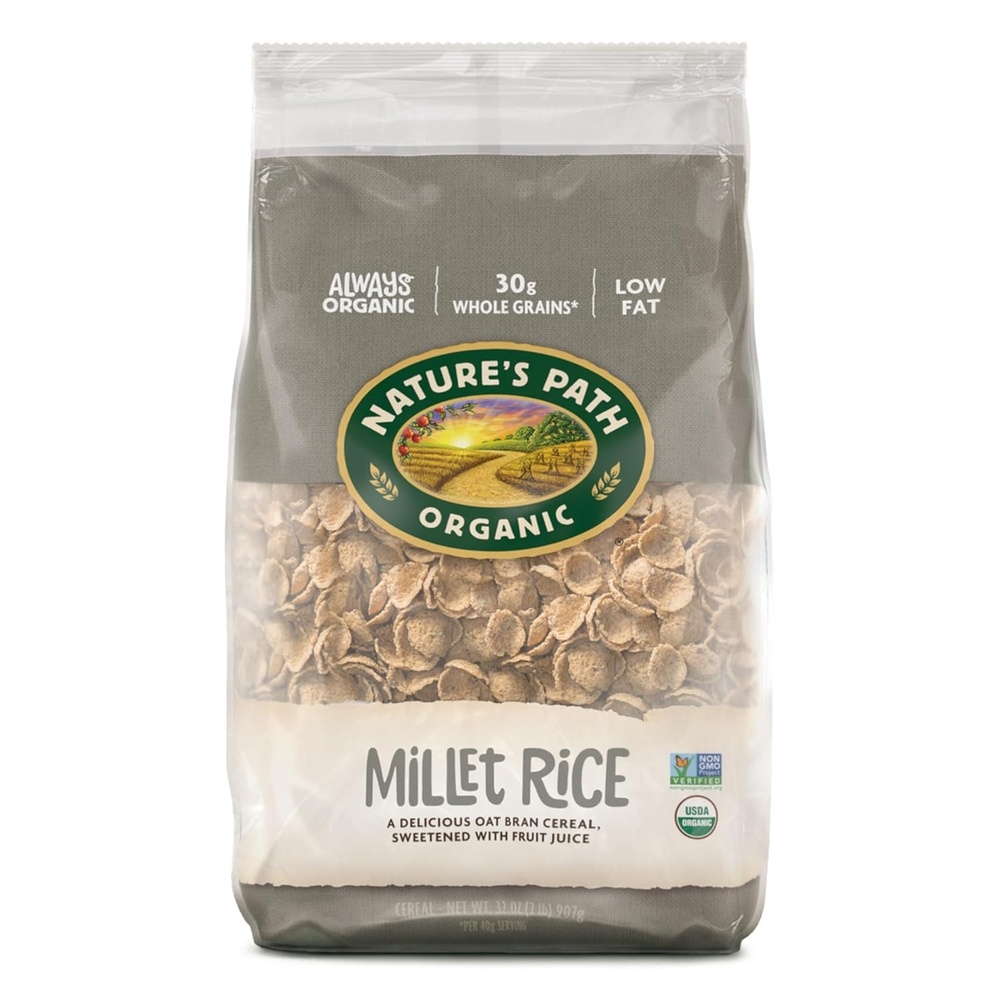 Nature’s Path Organic Millet Rice Flakes Cereal, 32 oz (Pack of 6), Non-GMO, Earth Friendly Packaging(Millet Rice)