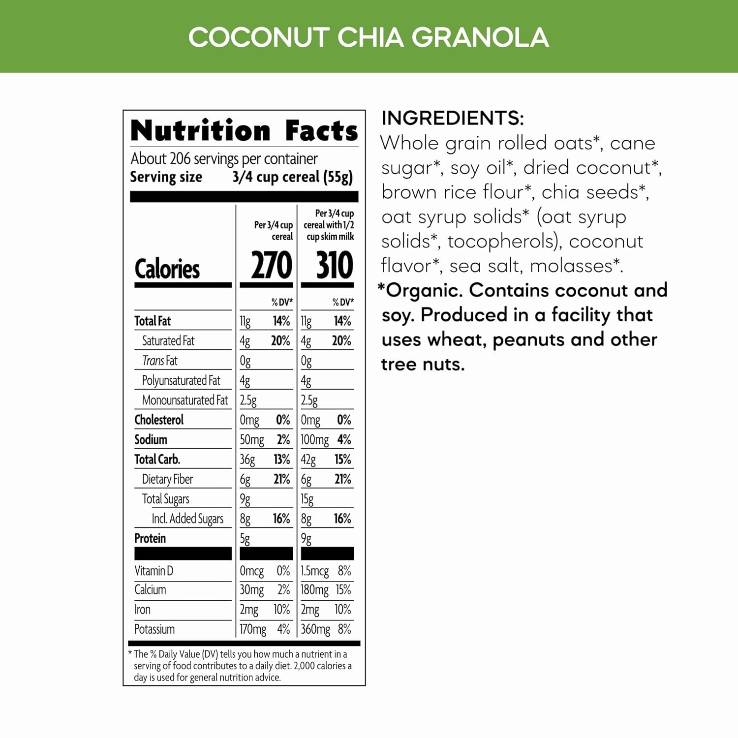 Nature’s Path Organic Hemp Hearts Granola, 25 lb (Pack of 1), Non-GMO(Coconut Chia)