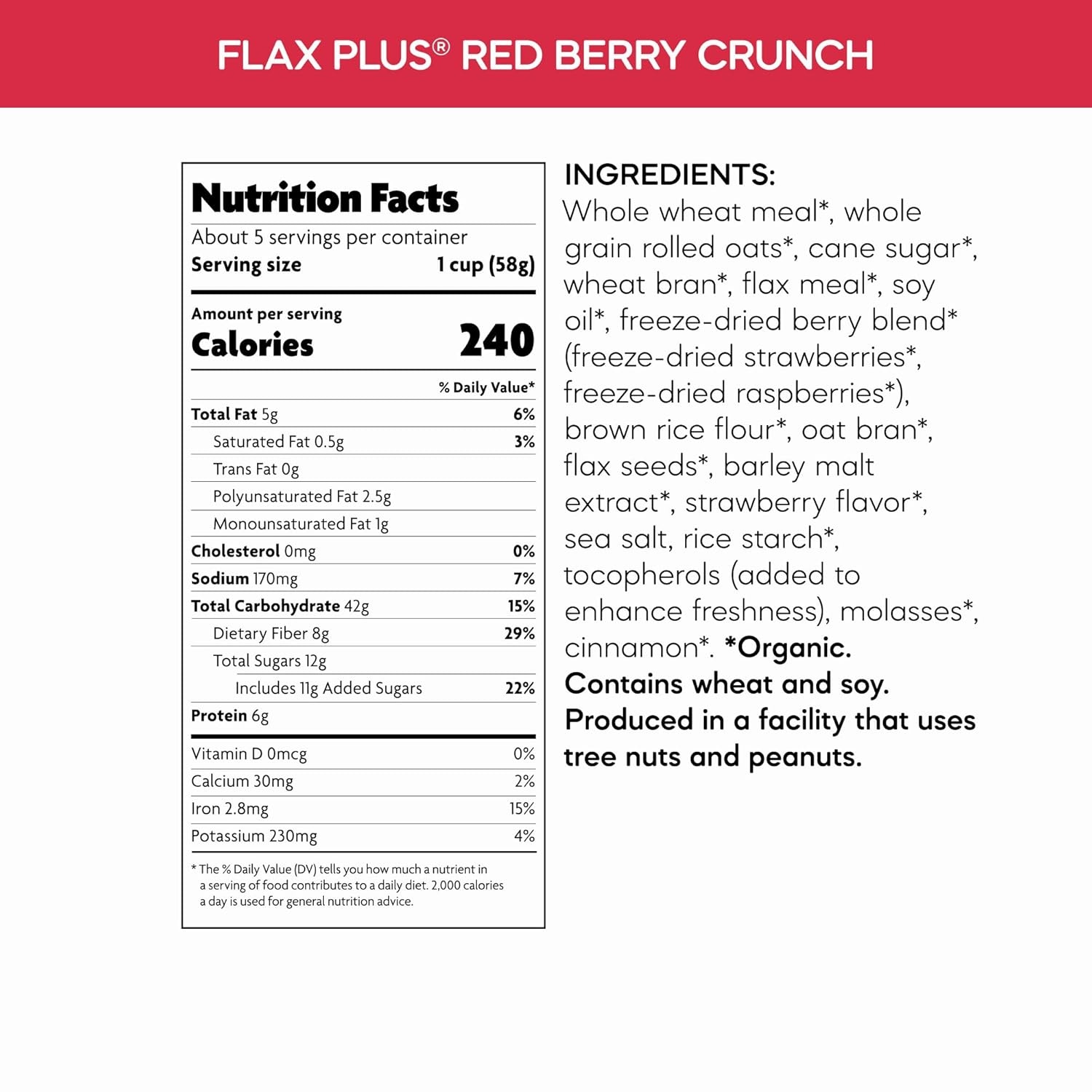 Nature’s Path Organic Optimum Power Blueberry Cinnamon Flax Cereal, 14 oz (Pack of 6), Non-GMO(Flax Plus Red Berry Crunch)