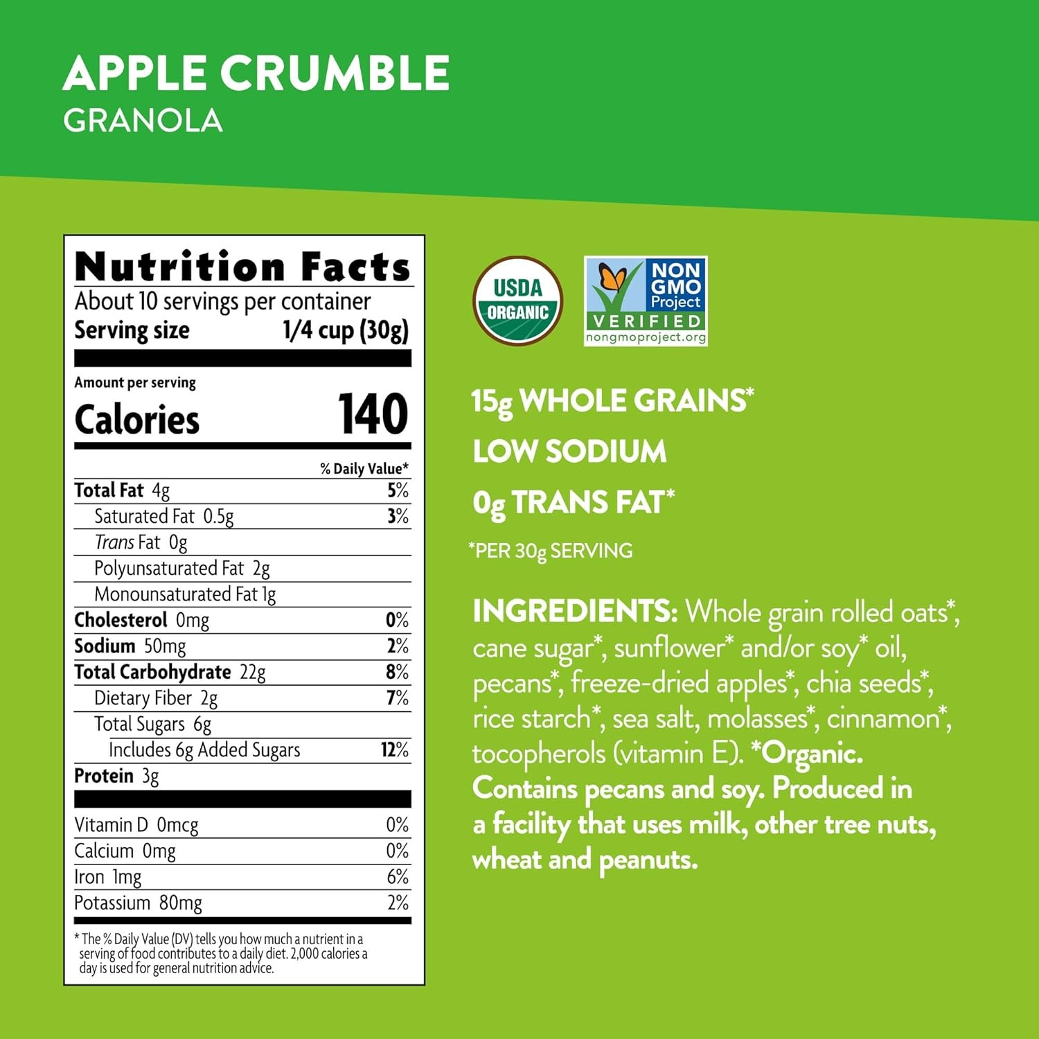 Love Crunch Organic Apple Chia Crumble Granola, 11.5 oz (Pack of 6), Non-GMO, by Nature’s Path