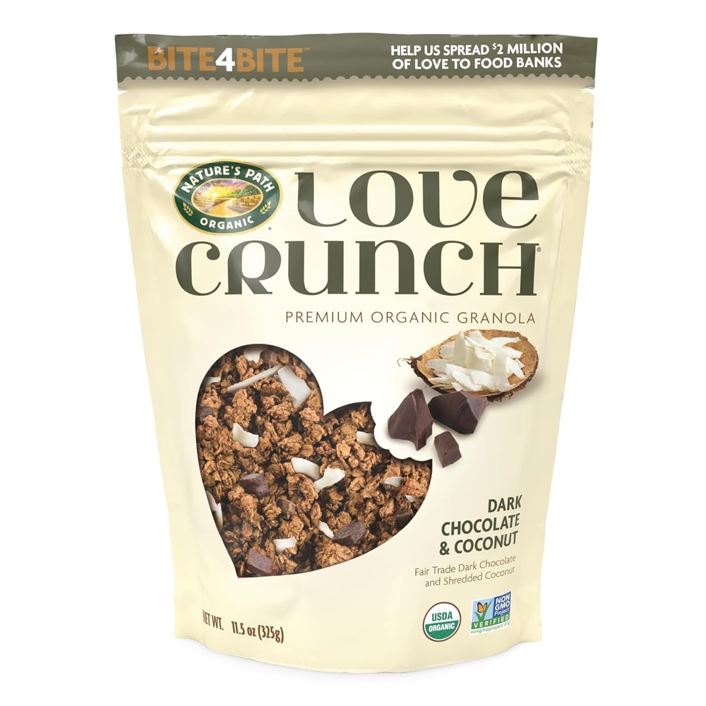 Love Crunch Organic Dark Chocolate & Coconut Granola, 11.5 oz (Pack of 1), Non-GMO, Fair Trade, by Nature’s Path(Macaroon/Dark Chocolate)