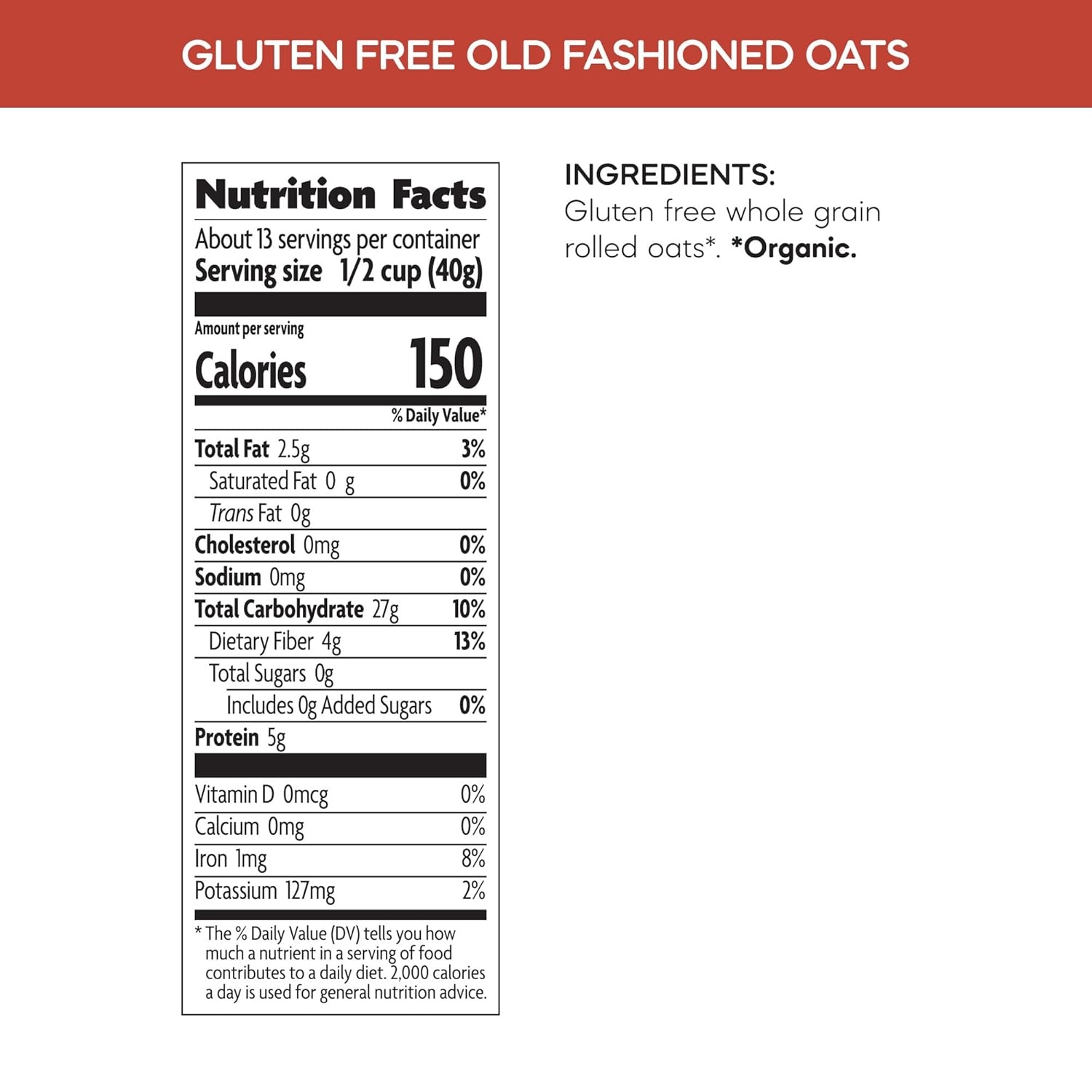 Nature’s Path Organic Gluten Free Old Fashioned Oats, 18 Ounce(18 Ounce (Pack of 1))