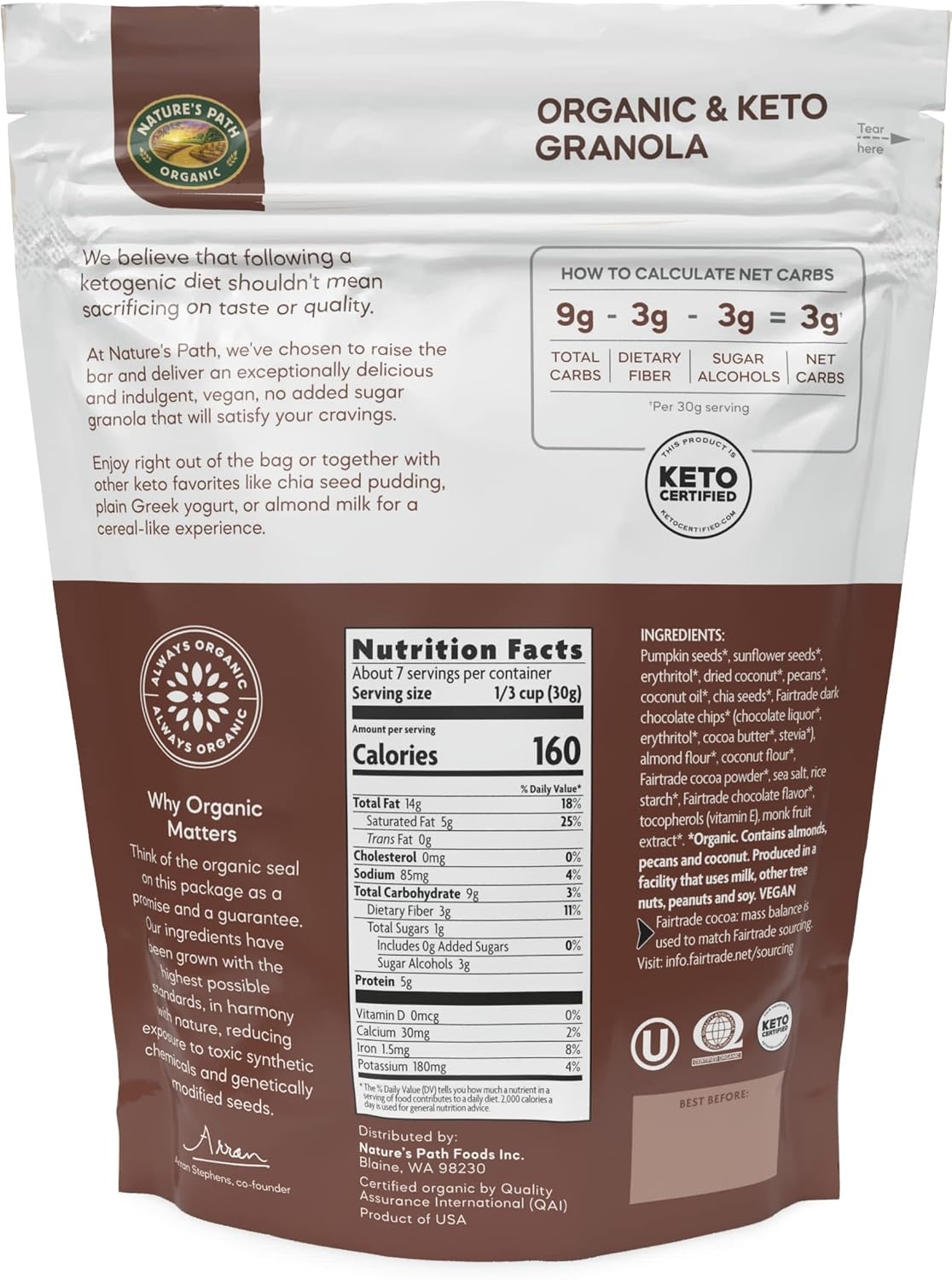 Nature’s Path Organic Ketola Crunch® Blueberry & Cinnamon Nut Granola, 8 oz (Pack of 6), Gluten Free, Non-GMO(Ketola Crunch® Dark Chocolate Chip & Nut)