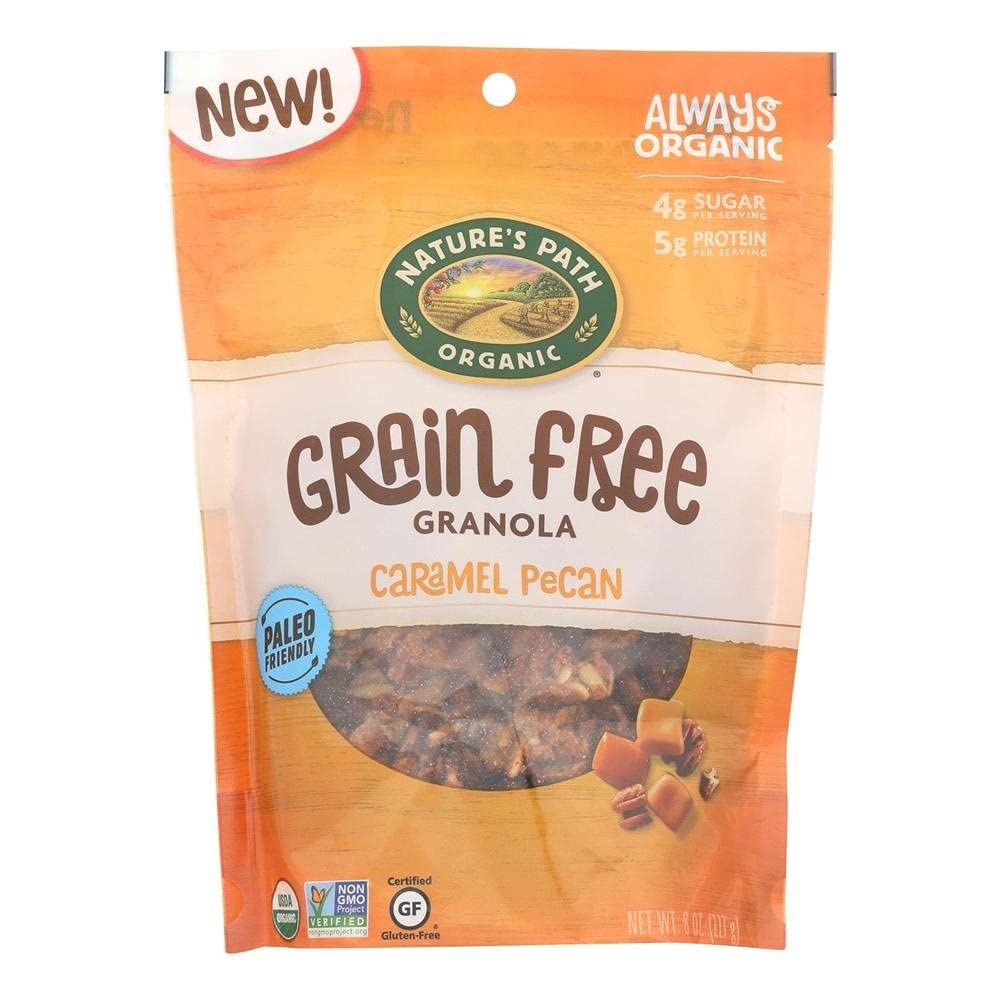 Nature’s Path Organic Grain Free Caramel Pecan Granola, 8 Ounce (Pack of 6), Non-GMO, Keto Friendly, Paleo Friendly, Gluten Free, 6g Plant Based Protein