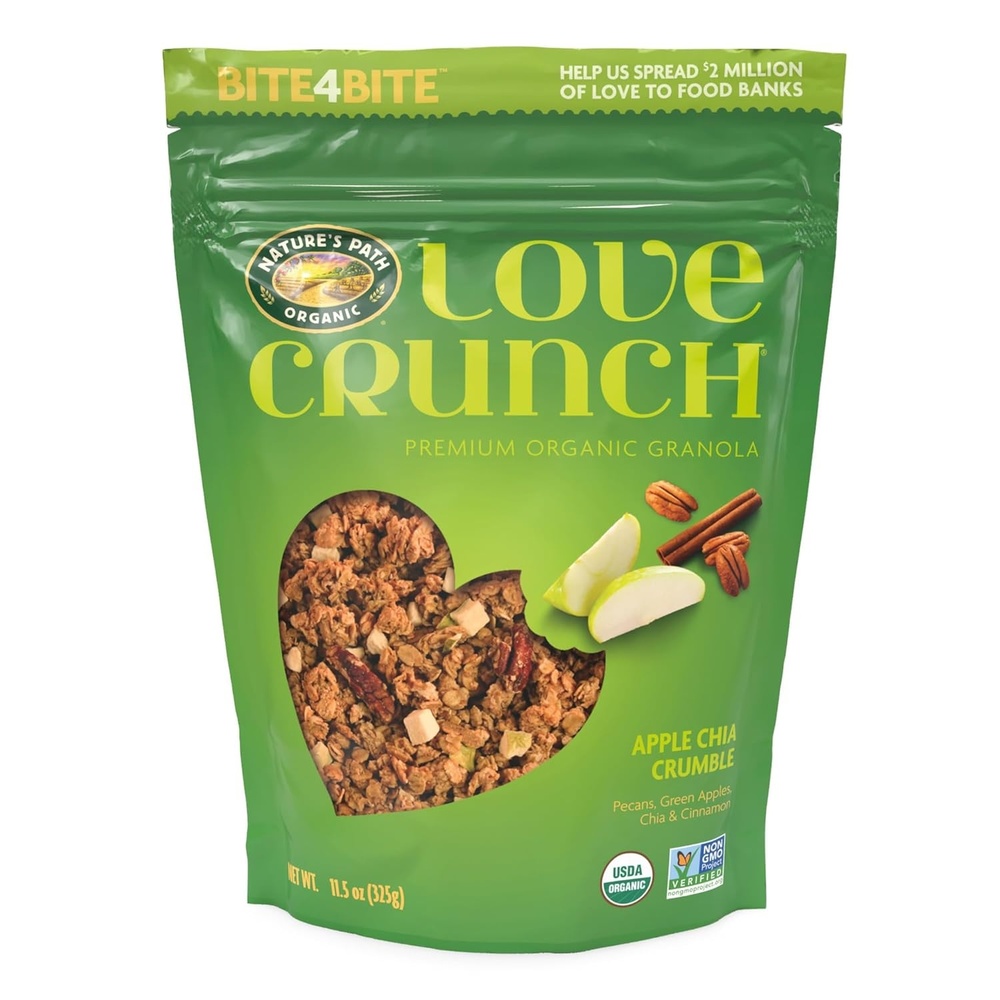 Love Crunch Organic Dark Chocolate & Coconut Granola, 11.5 oz (Pack of 1), Non-GMO, Fair Trade, by Nature’s Path(Apple Chia Crumble)