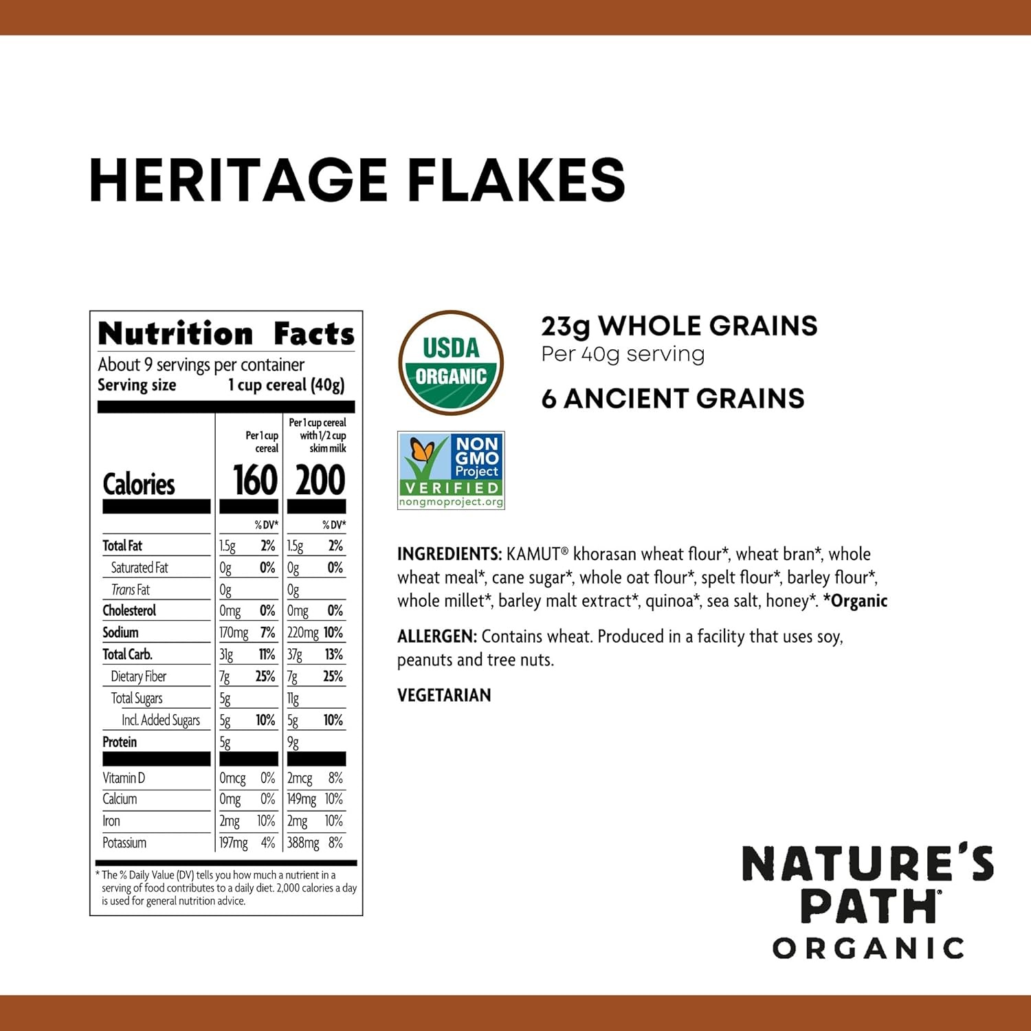 Nature’s Path Organic Heritage Flakes Cereal, 13.25 Ounce (Pack of 6)(Heritage Flakes)