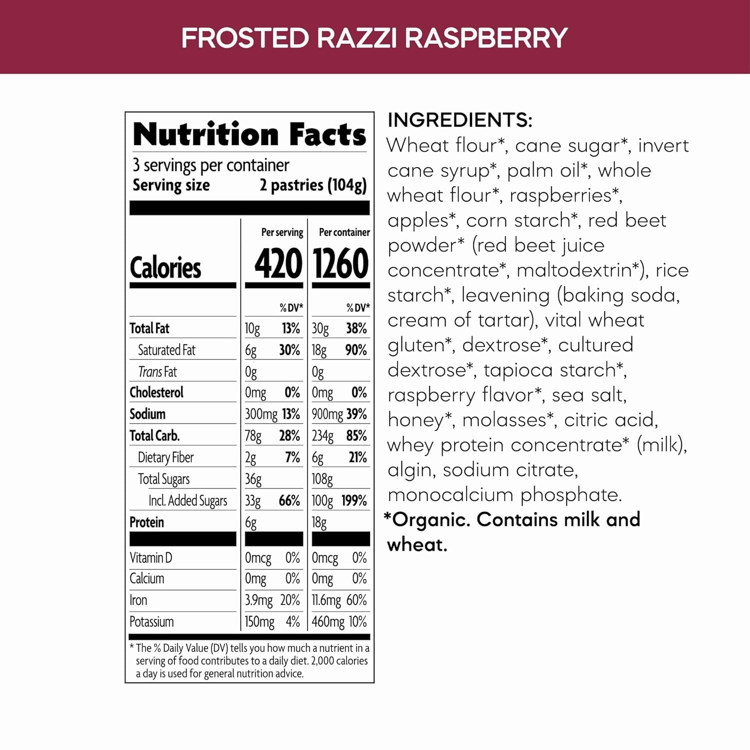 Nature’s Path Organic Frosted Berry Strawberry Toaster Pastries, 11 Ounce (Pack of 12), Non-GMO, Made with Real Strawberries(Razzi Raspberry)