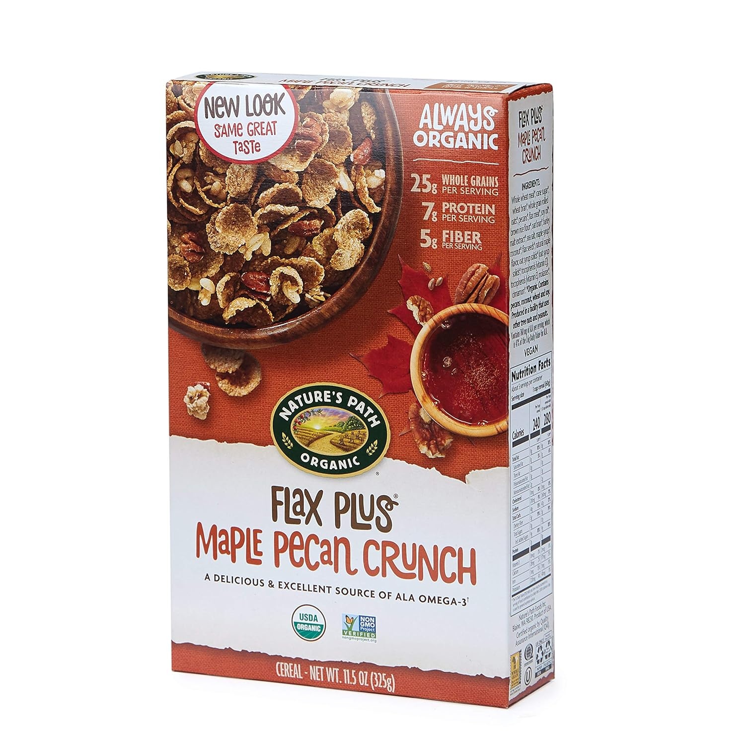 Nature’s Path Organic Flax Plus Maple Pecan Crunch Cereal, 11.5 oz (Pack of 1), Non-GMO(Flax Plus Maple Pecan Crunch)