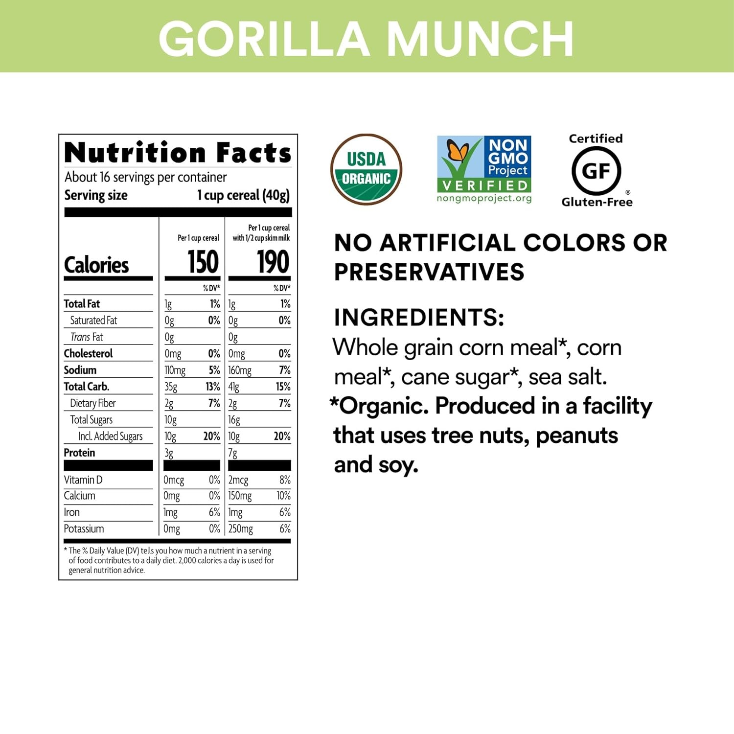 EnviroKidz Organic Gorilla Munch Cereal, 23 oz (Pack of 1), Corn Puffs, Gluten Free, Non-GMO, Earth Friendly Packaging, by Nature’s Path(Gorilla Munch Corn Puffs)