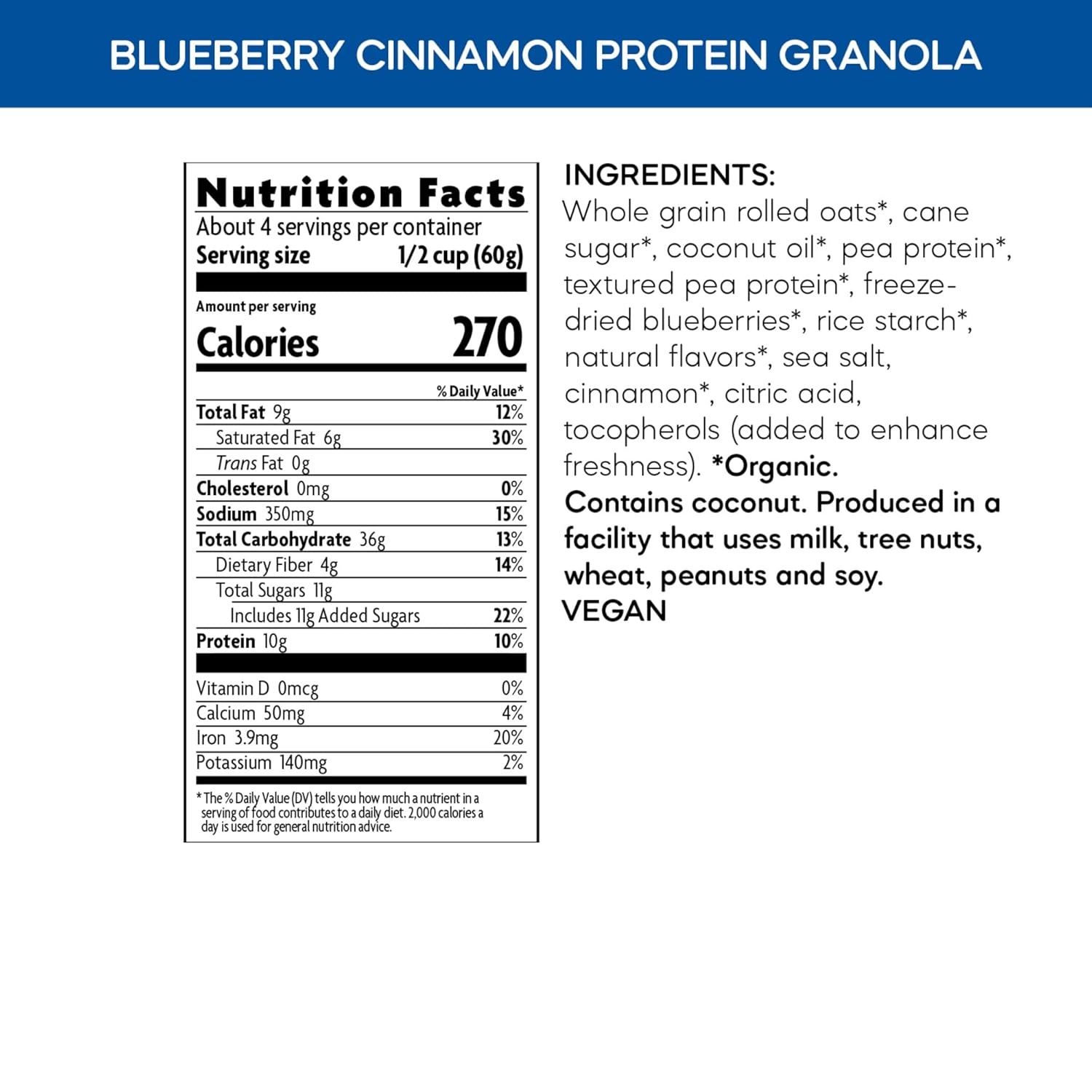 Nature’s Path Organic Blueberry Cinnamon Protein Granola, 10 Ounce (Pack of 1)(Blueberry Cinnamon)