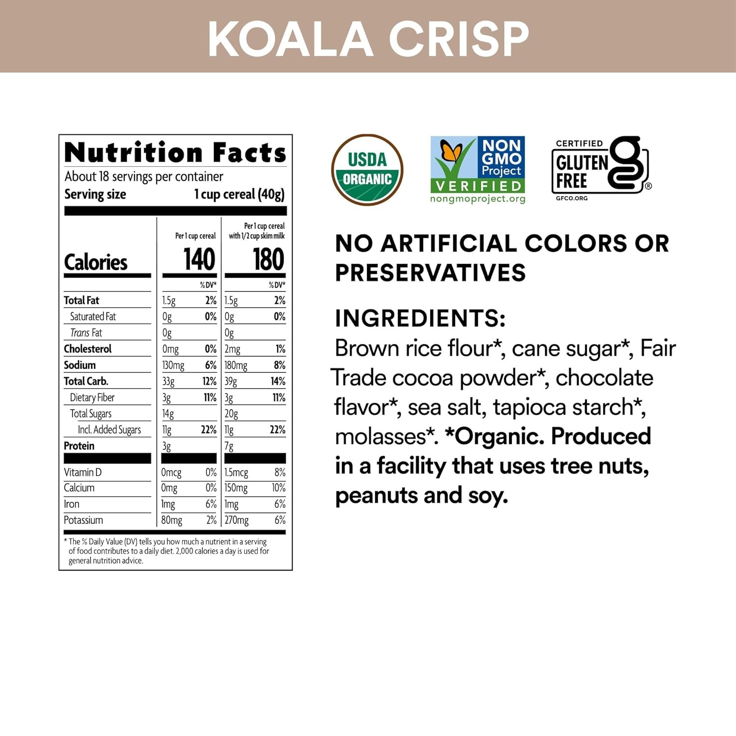 EnviroKidz Organic Koala Crisp Cereal, 25.6 oz (Pack of 6), Chocolate, Gluten Free, Non-GMO, Fair Trade, Earth Friendly Packaging, by Nature’s Path(Oatmeal)
