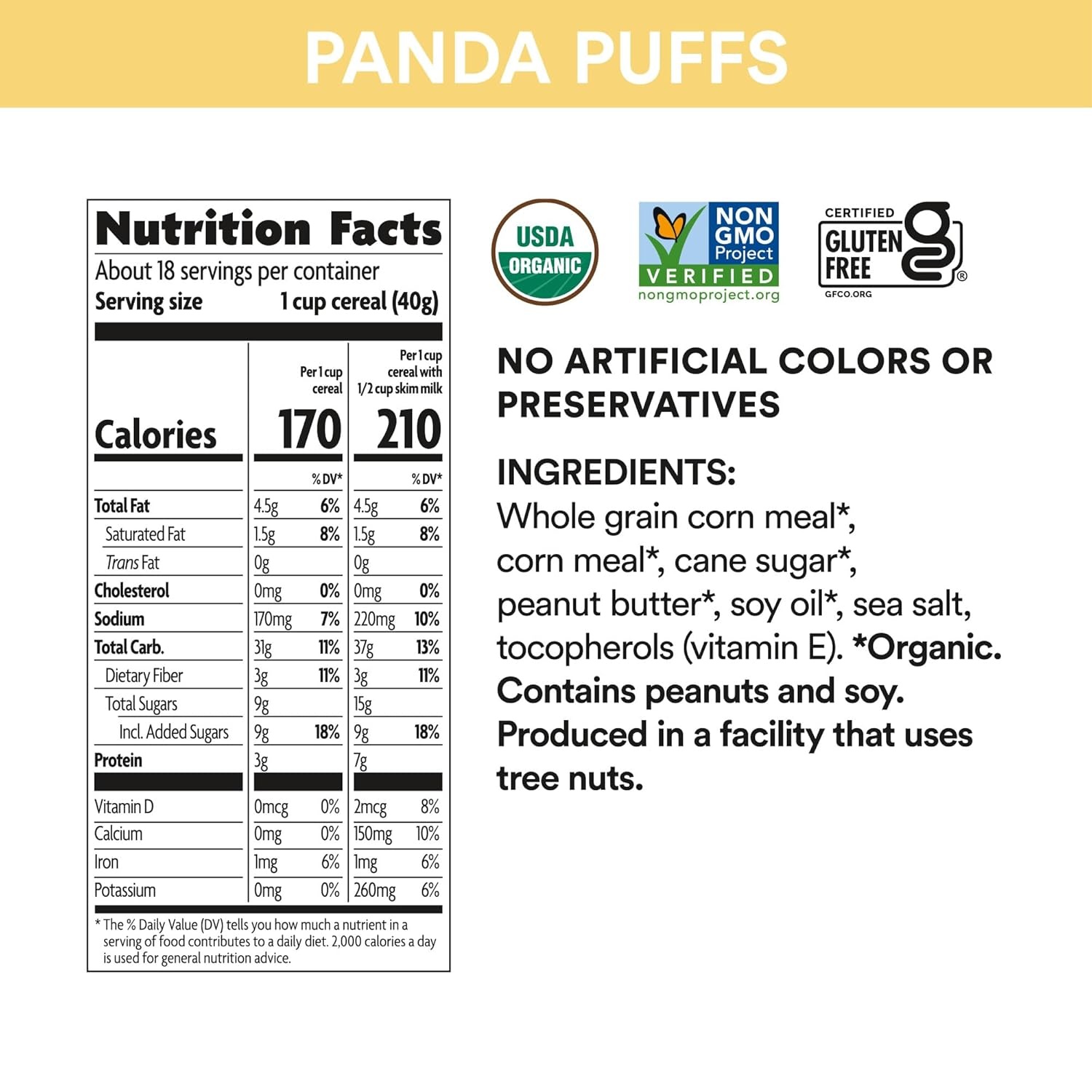 EnviroKidz Organic Koala Crisp Cereal, 25.6 oz (Pack of 6), Chocolate, Gluten Free, Non-GMO, Fair Trade, Earth Friendly Packaging, by Nature’s Path(Panda Puffs Peanut Butter)