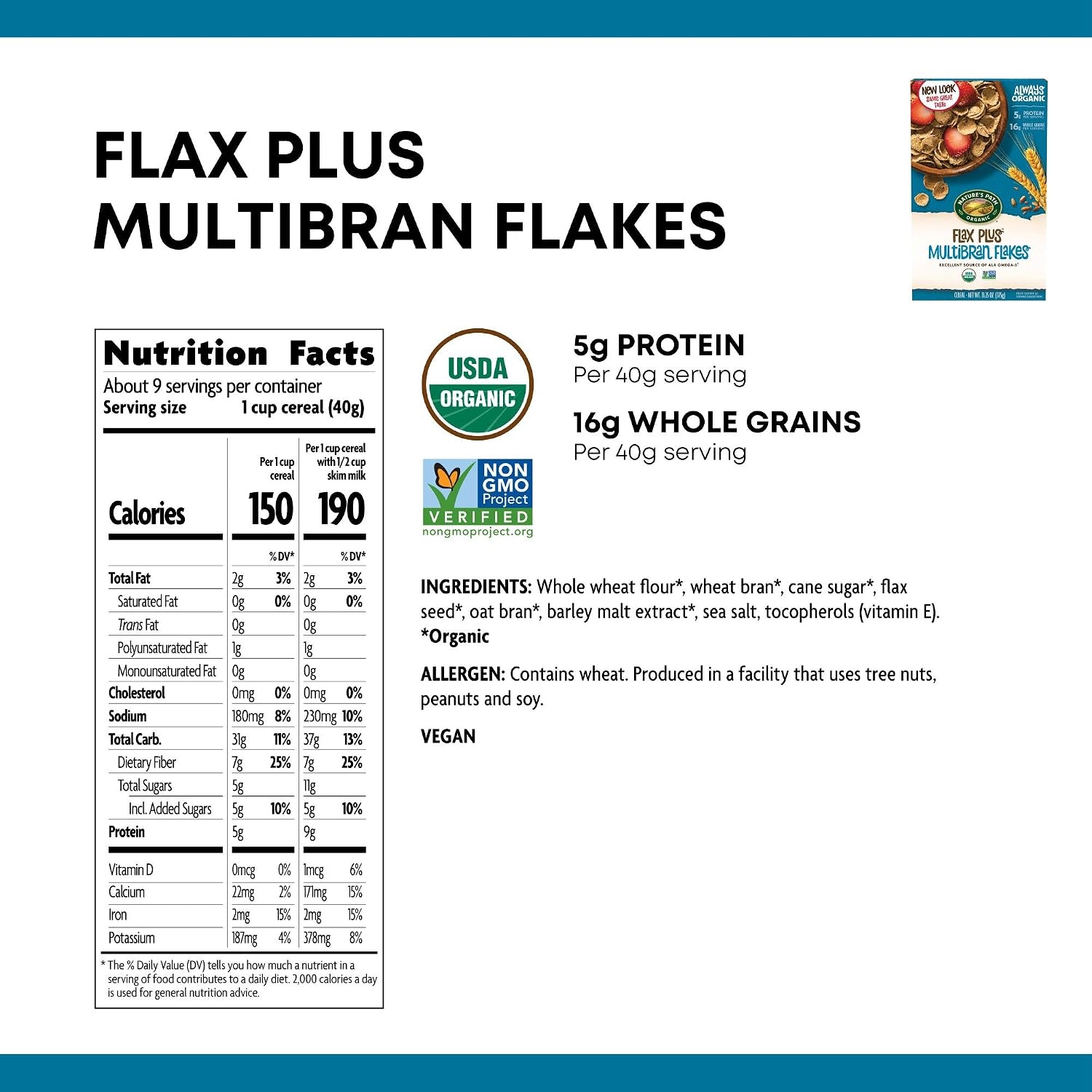 Nature’s Path, Cereal Flax Plus Flakes Organic, 13.25 Ounce(Flax Plus Multibran Flakes)
