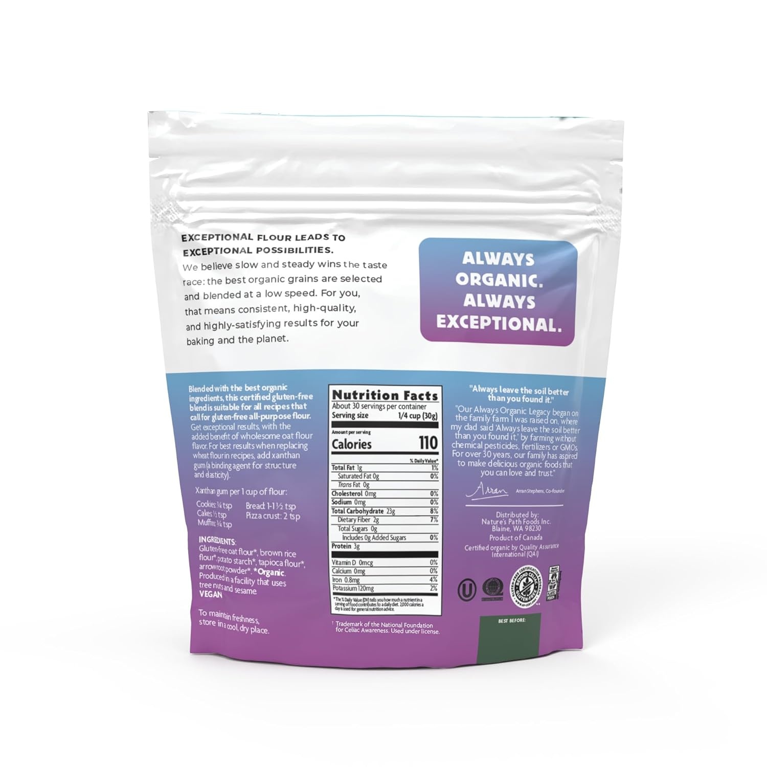 Nature’s Path Organic Gluten Free All Purpose Flour, 32 oz (Pack of 1), Gluten Free, Non-GMO(Gluten-Free All-Purpose)