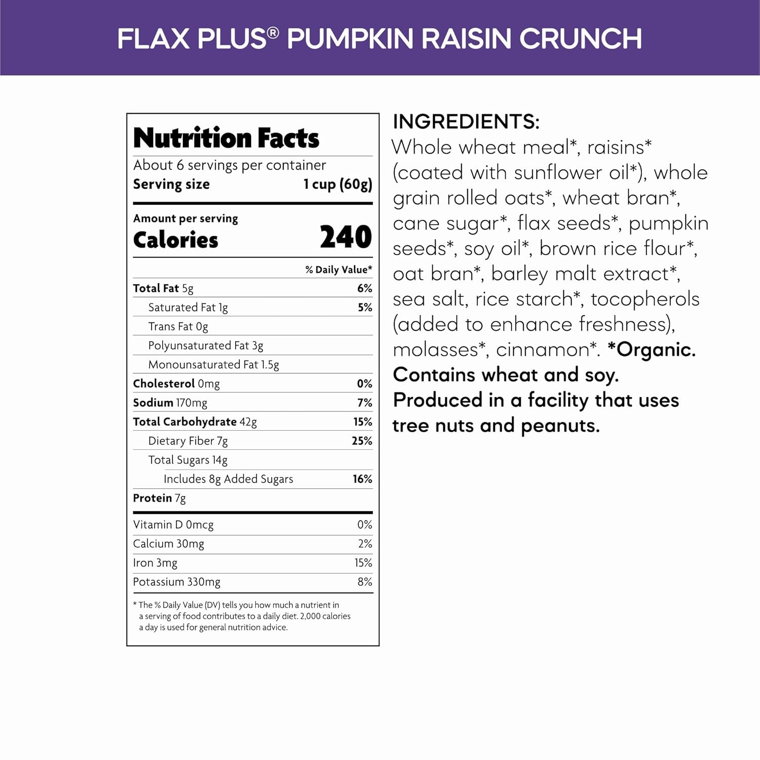 Natures Path, Organic Pumpkin Raisin Crunch Flax Cereal, 12.3 Ounce(Organic)