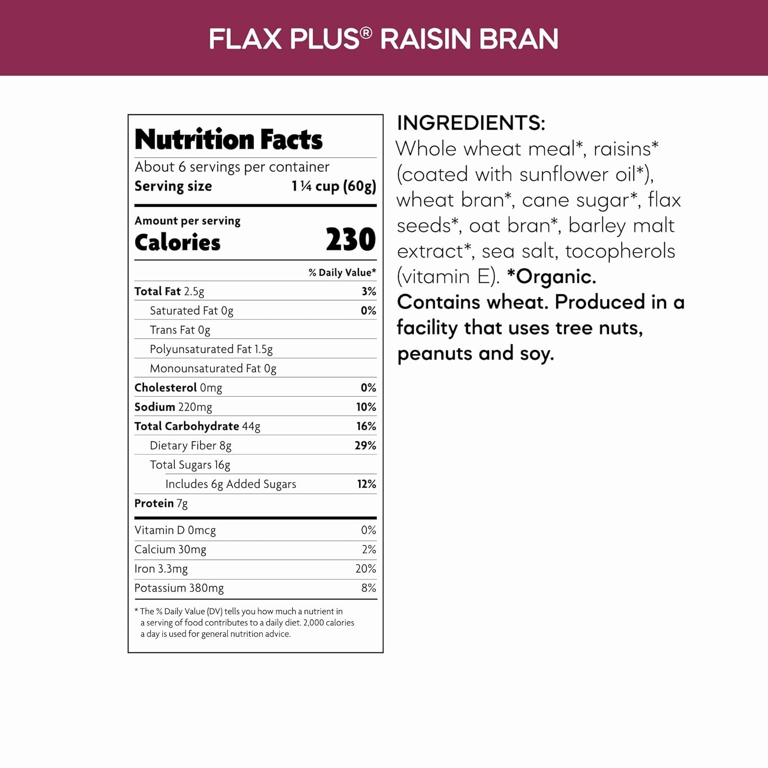 Nature’s Path, Cereal Flax Plus Flakes Organic, 13.25 Ounce(Flax Plus Raisin Bran)