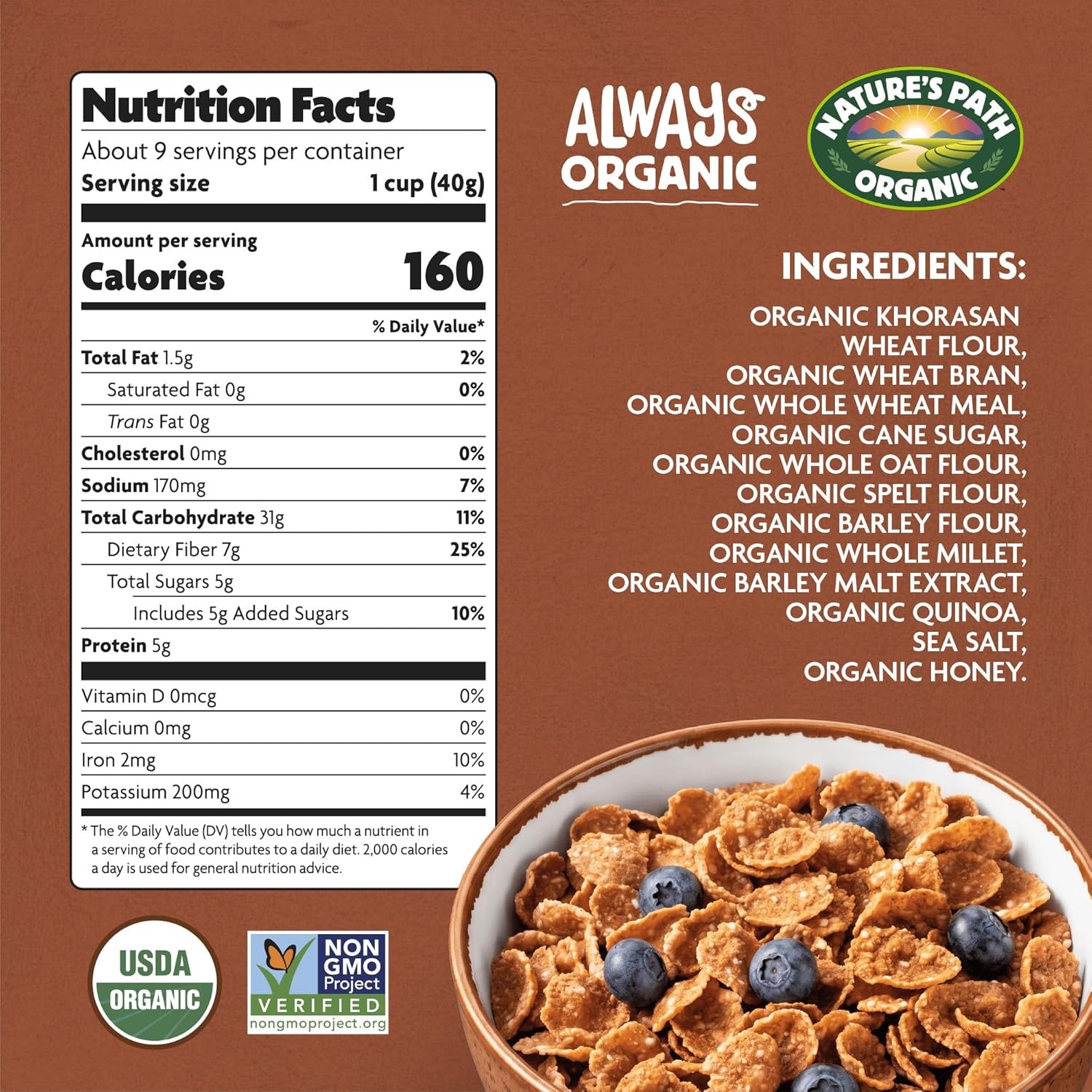 Nature’s Path Organic Heritage Flakes® Cereal, 32 oz (Pack of 6), Ancient Grains, 23g Whole Grains, Non-GMO, Earth Friendly Packaging(Heritage Flakes®)
