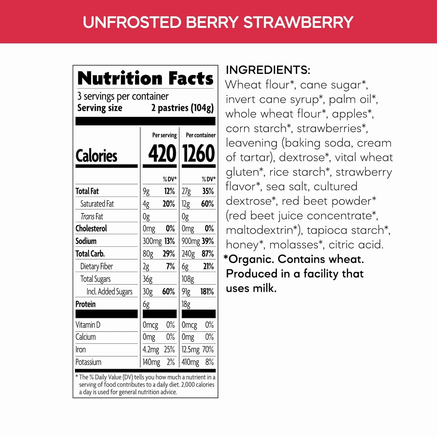 Nature’s Path Organic Frosted Berry Strawberry Toaster Pastries, 11 Ounce (Pack of 12), Non-GMO, Made with Real Strawberries(Unfrosted Berry Strawberry)